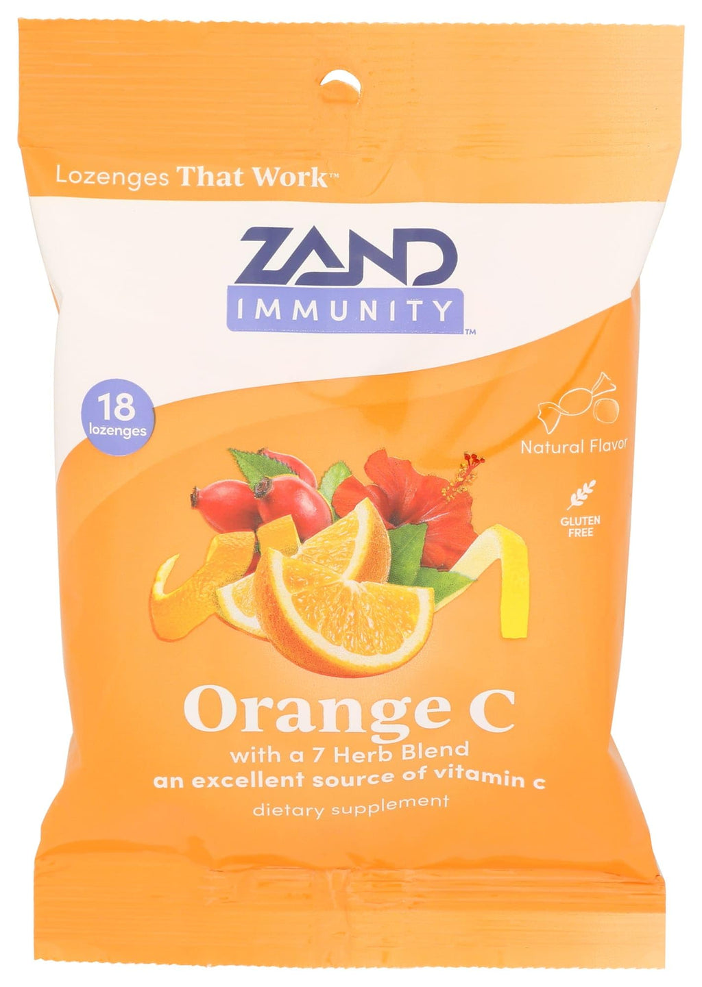 Zand Herbal Lozenges Vitamin C Orange Counter Display, Case of 12, 18 ct
