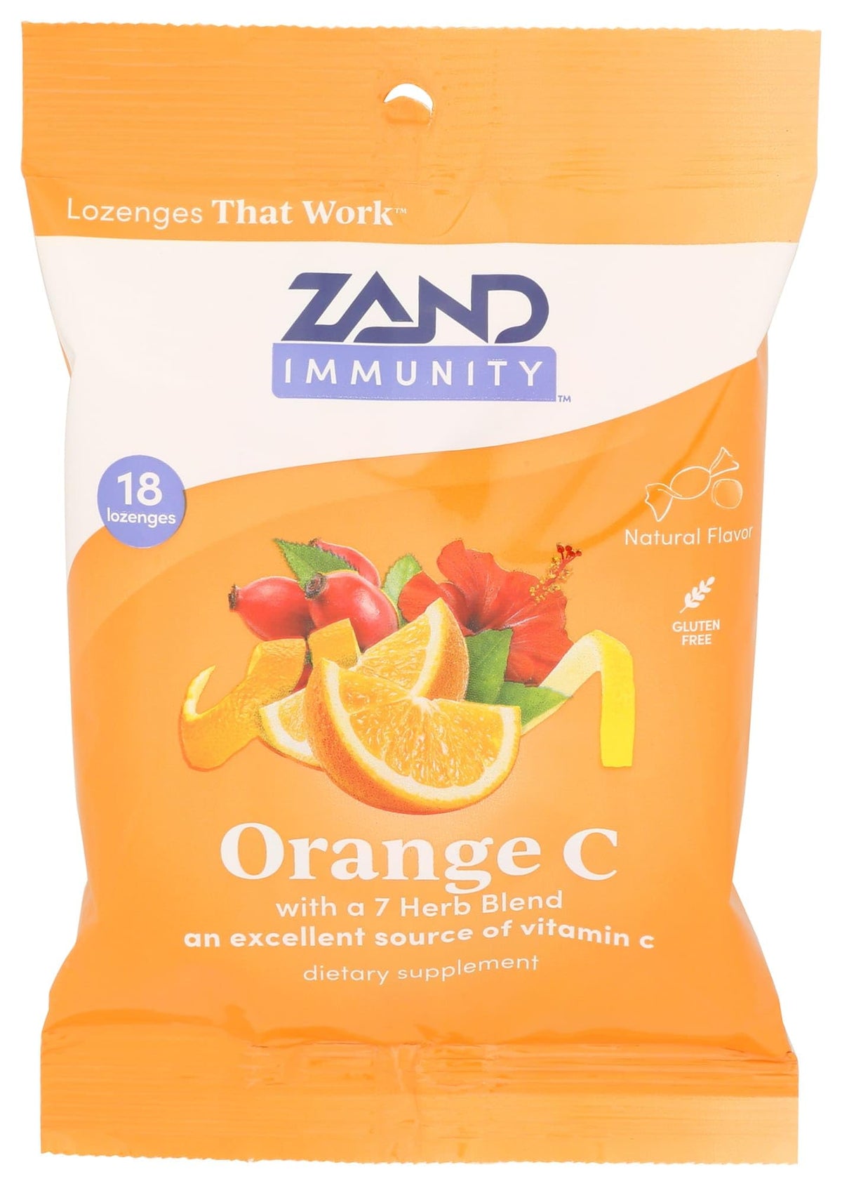 Zand Herbal Lozenges Vitamin C Orange Counter Display, Case of 12, 18 ct