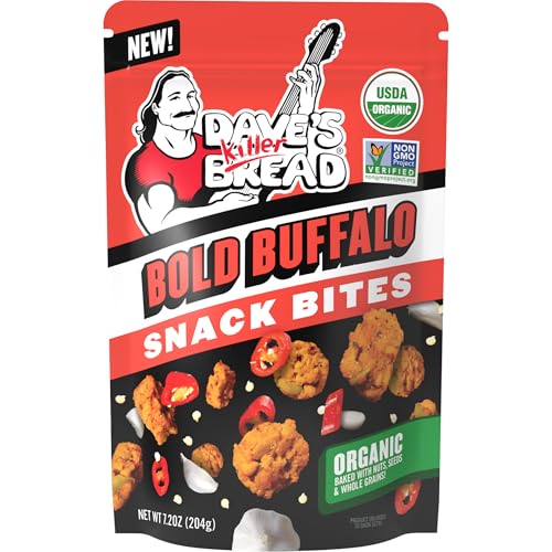Dave's Killer Bread Organic Bold Buffalo Snack Bites, Case of 6, 7.2 oz
