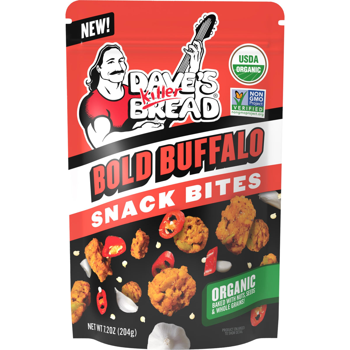 Dave's Killer Bread Organic Bold Buffalo Snack Bites, Case of 6, 7.2 oz