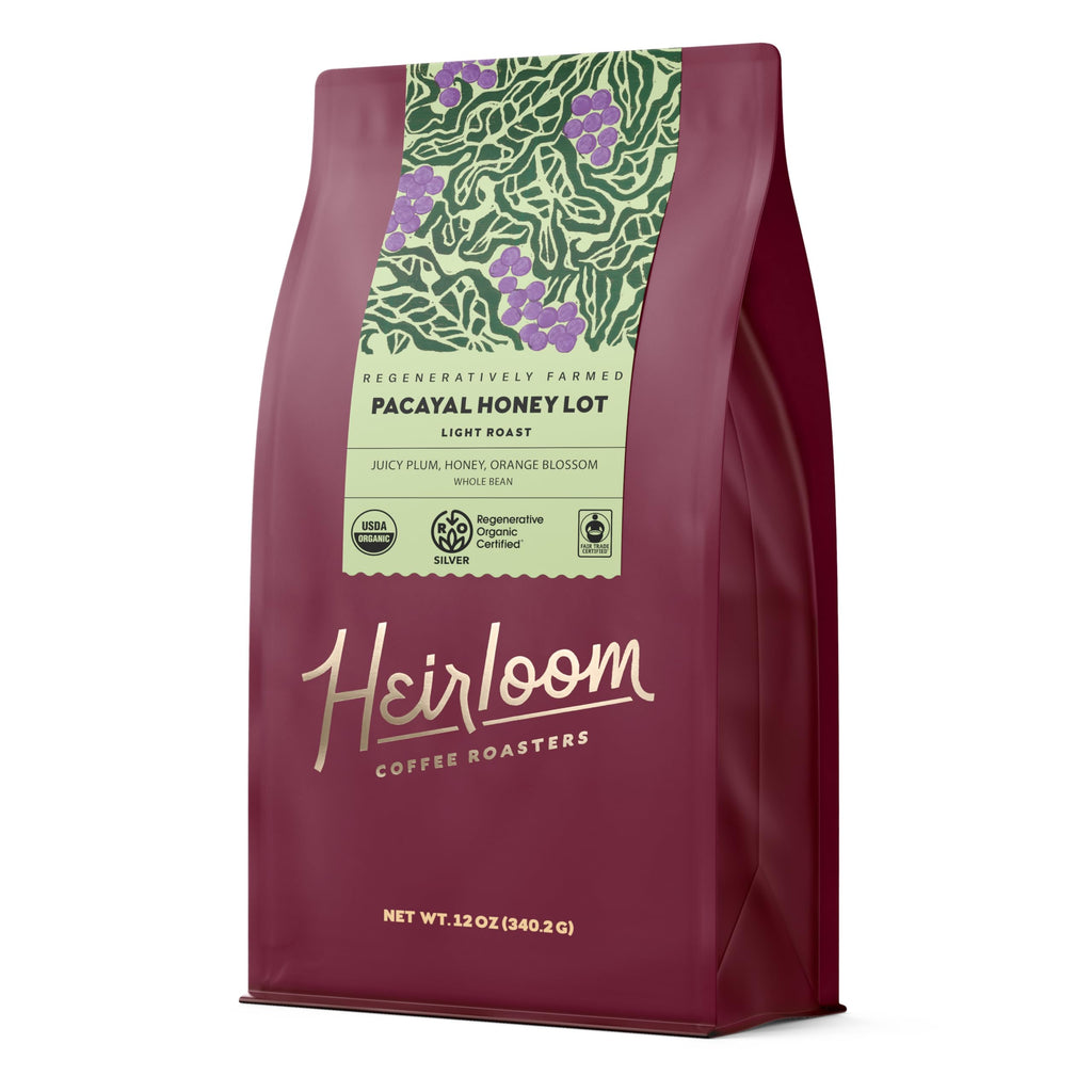 Heirloom Coffee Roasters Organic Pacayal Honey Lot Coffee, Case of 6, 12 Ounce