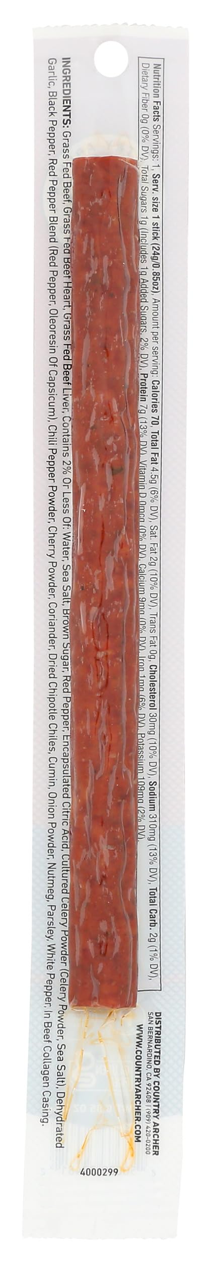 Country Archer Spicy Ancestral Blend Beef Sticks, Case of 18, 0.85 oz