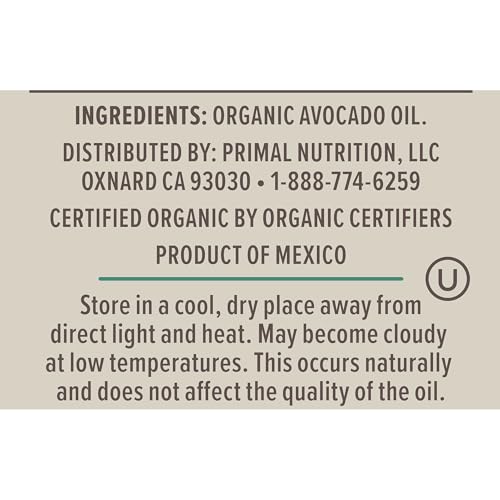 Primal Kitchen Organic Pure Avocado Oil, Case of 6, 16.9 fl oz Each