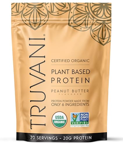 Truvani Organic Plant-Based Peanut Butter Protein Powder, 23.1 oz