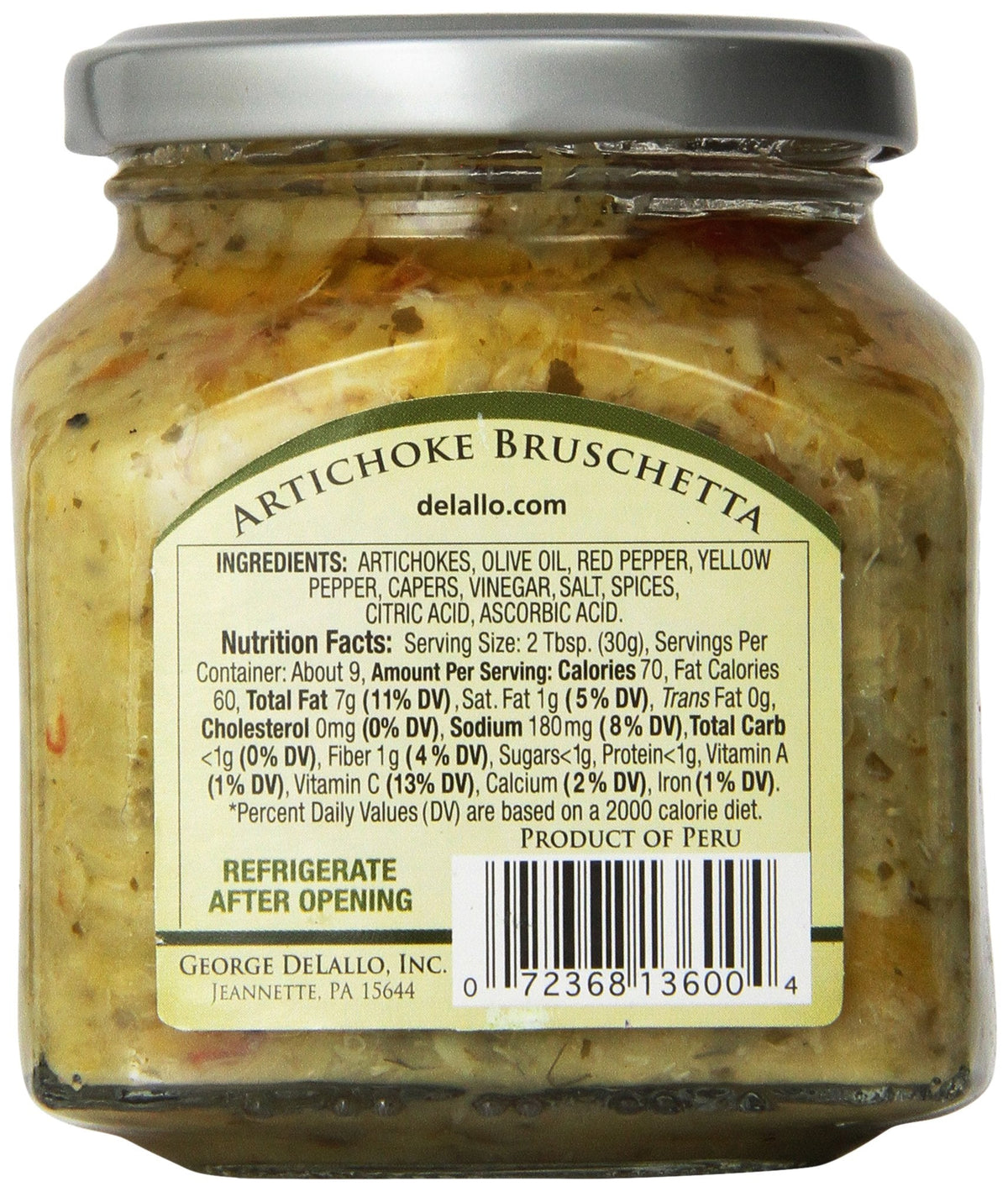 DeLallo Artichoke Bruschetta, Case of 6, 10 oz Each