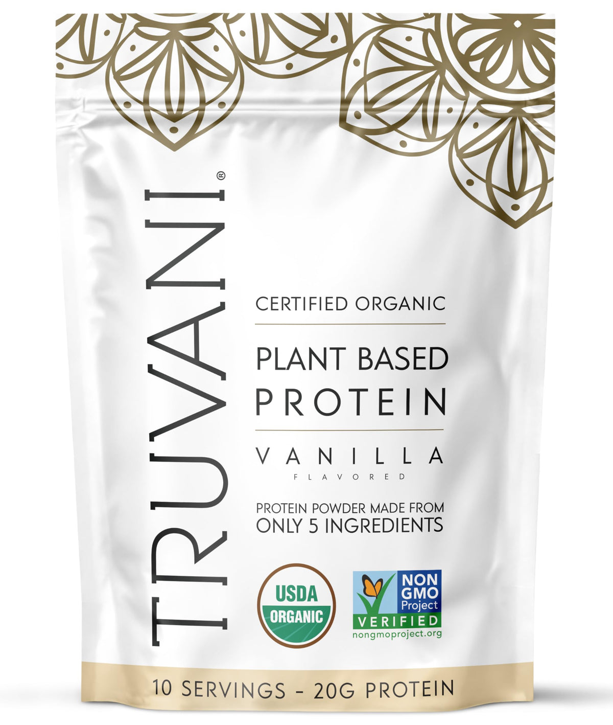 Truvani Organic Vanilla Vegan Pea Protein Powder, 10.47 Ounces