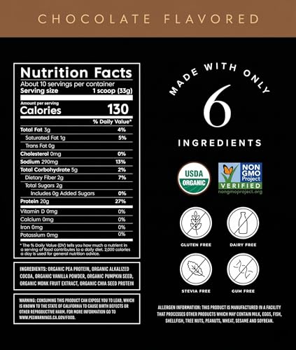 Truvani Organic Vanilla Vegan Pea Protein Powder, 10.47 Ounces