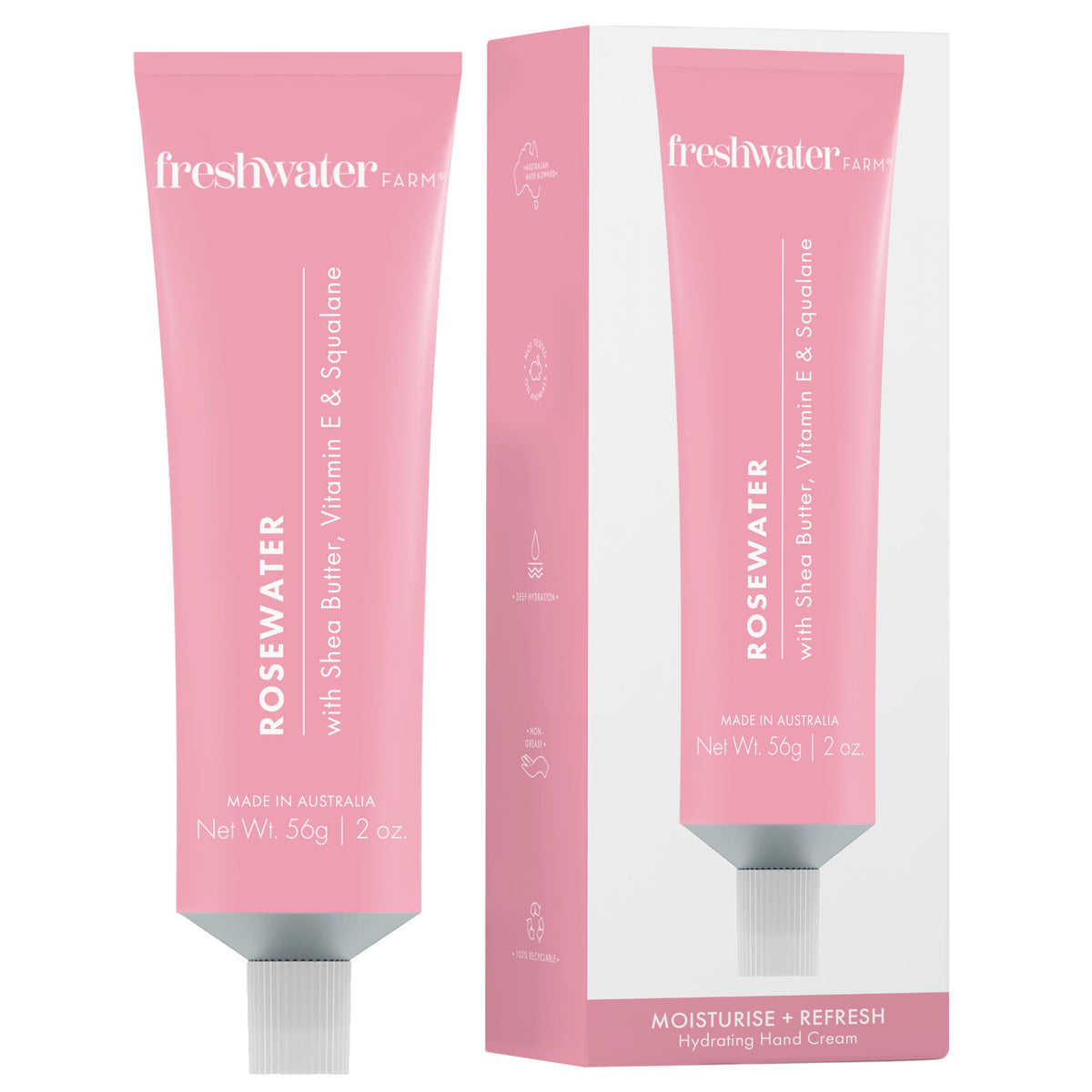 Freshwater Farm Australia Rosewater Hand Cream, Case of 8, 2 oz