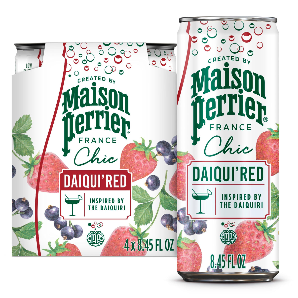 Maison Perrier Chic Daiqui'Red Strawberry and Red Fruits Mocktail Mixers, Case of 6 Packs, 4 Count, 8.5 Fl Oz Each