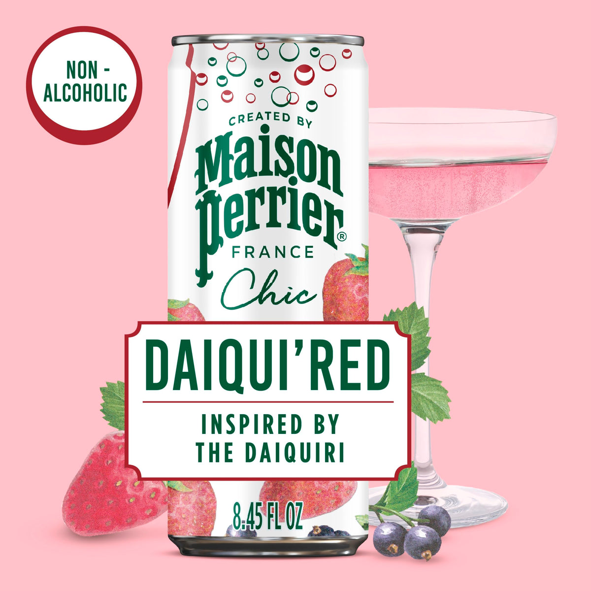 Maison Perrier Chic Daiqui'Red Strawberry and Red Fruits Mocktail Mixers, Case of 6 Packs, 4 Count, 8.5 Fl Oz Each