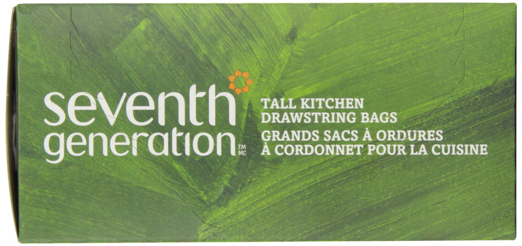 Seventh Generation 13 Gallon Drawstring Kitchen Trash Bags, Case of 6, 20 Count Boxes