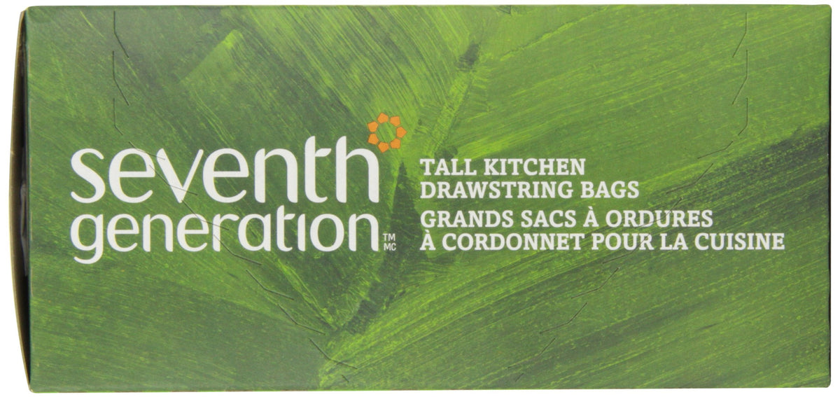Seventh Generation 13 Gallon Drawstring Kitchen Trash Bags, Case of 6, 20 Count Boxes