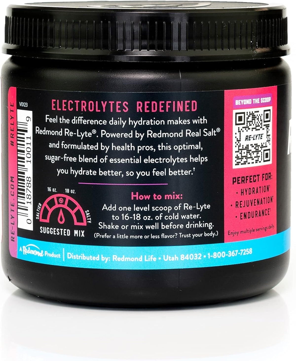 Redmond Re-Lyte Mixed Berry Electrolyte Drink Mix, Case of 6, 13.4 Ounce Containers