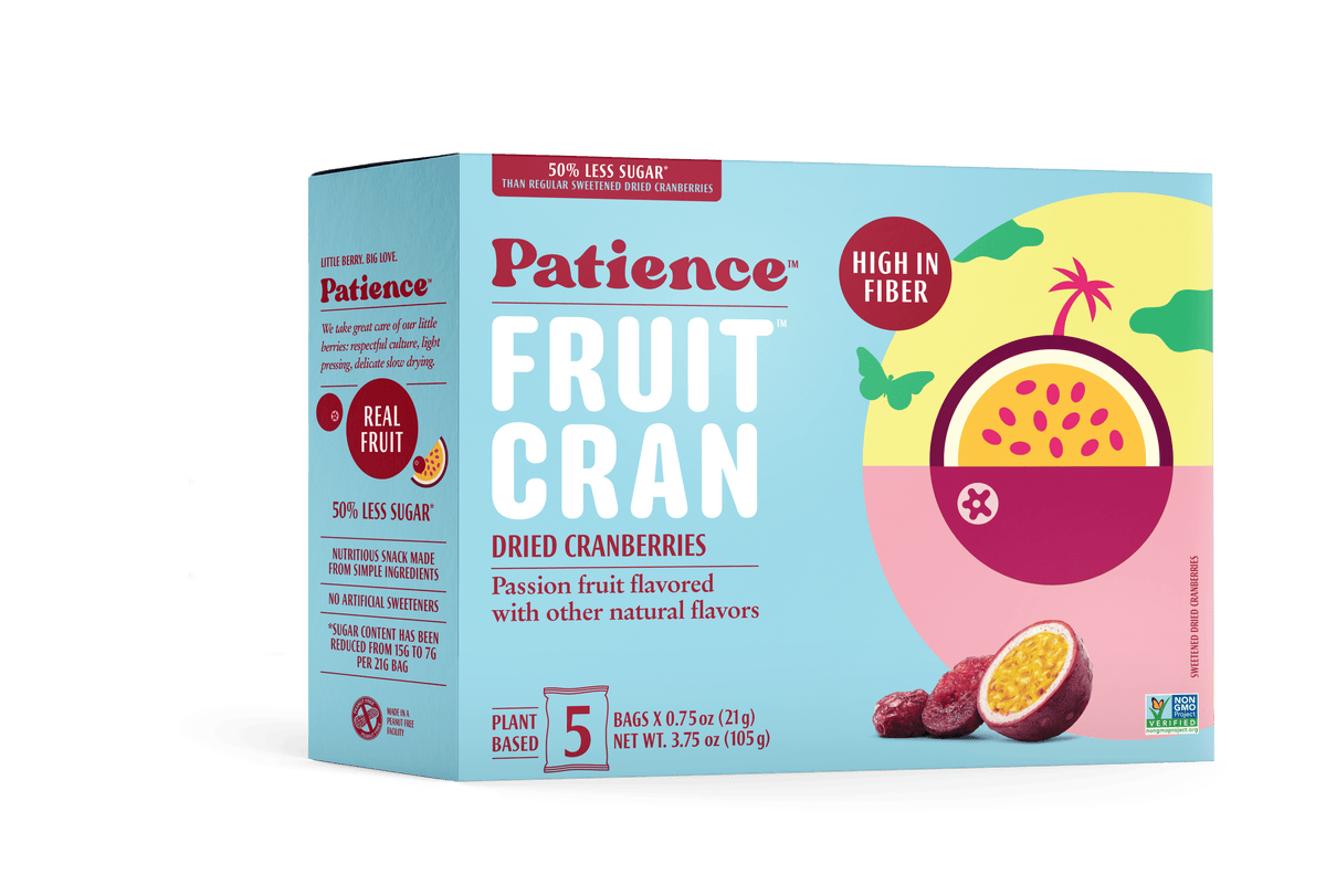 Patience Fruit & Co Dried Cranberries, Passion Fruit Flavor, Case of 10, 3.75 oz
