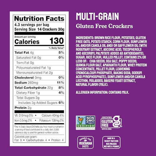 Milton's Craft Bakers Gluten Free Multi-Grain Crackers, Case Of 6, 4.5 Oz