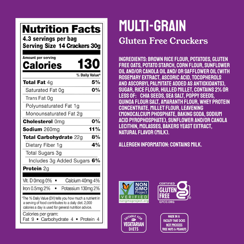 Milton's Craft Bakers Gluten Free Multi-Grain Crackers, Case Of 6, 4.5 Oz