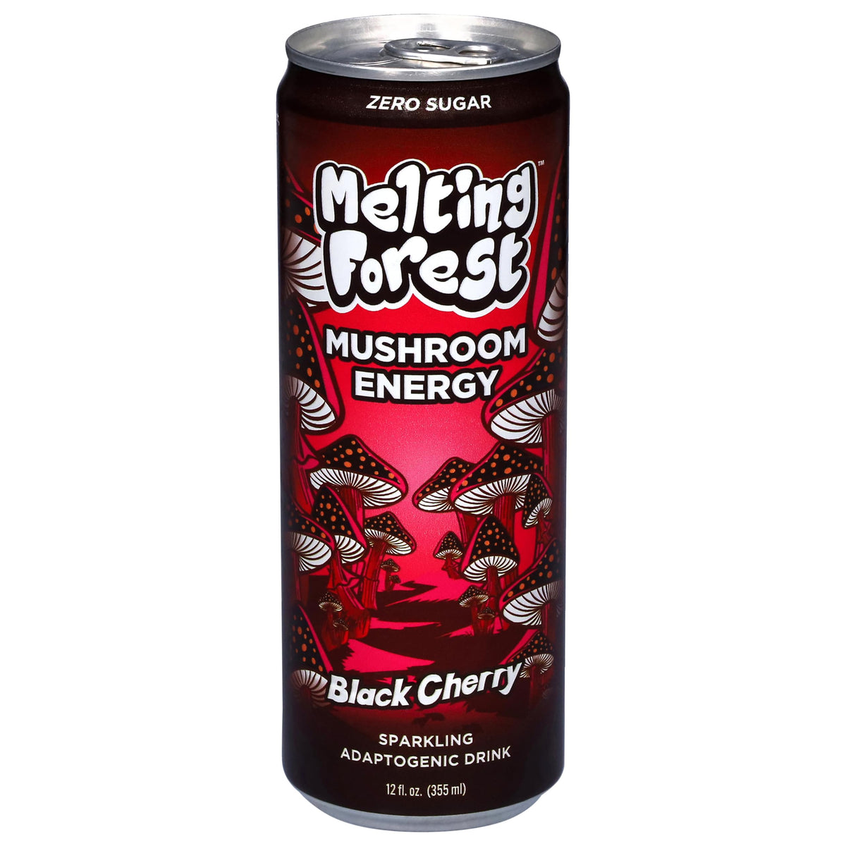 Melting Forest Black Cherry Sparkling Mushroom Energy Drink, Case of 12, 12 Fluid Ounce