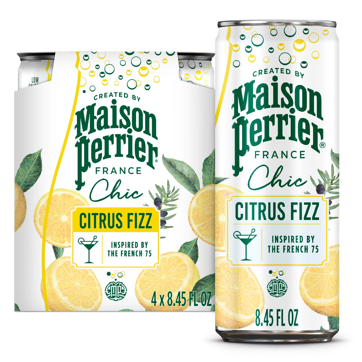 Maison Perrier Chic Citrus Fizz Sparkling Beverage, Case of 6, 4 Pack, 8.5 Fluid Ounce