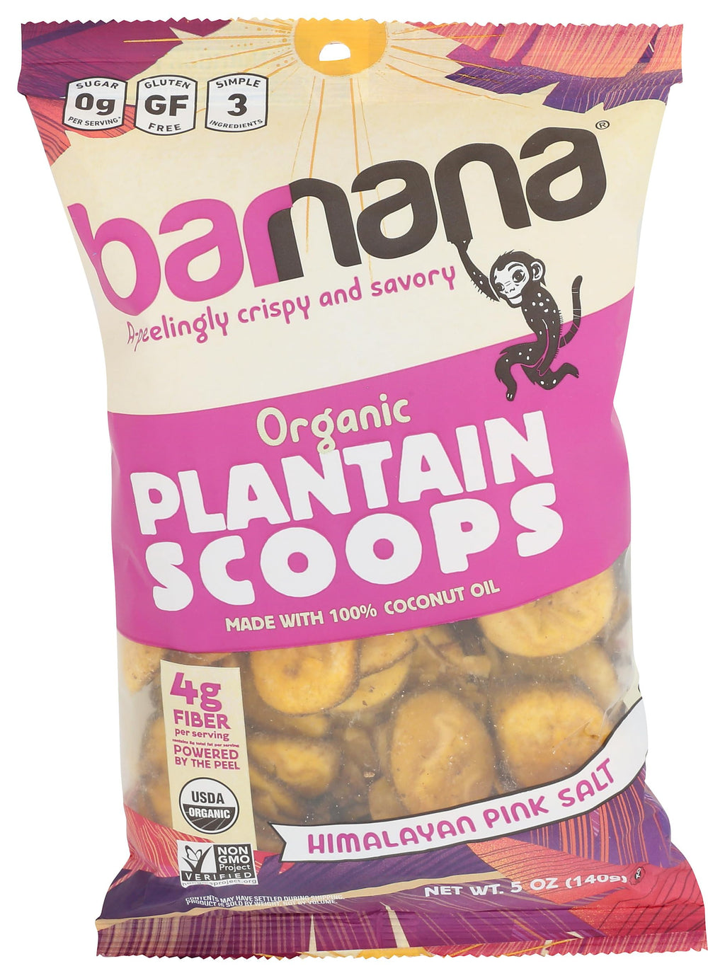 Barnana Organic Himalayan Pink Salt Plantain Scoops, Case of 6, 5 Ounce Bags