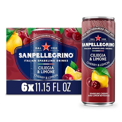 San Pellegrino Soda Italiana Sparkling Cherry and Lemon, Case of 4, 6 Cans per Pack, 11.15 Fluid Ounce Cans
