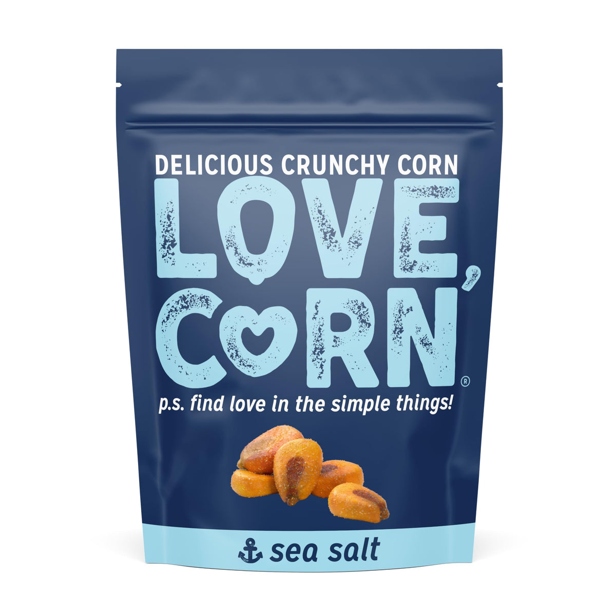 LOVE CORN Sea Salt Roasted Crunchy Corn, Case of 6, 4 Ounce