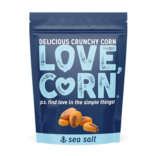 LOVE CORN Sea Salt Roasted Crunchy Corn, Case of 6, 4 Ounce