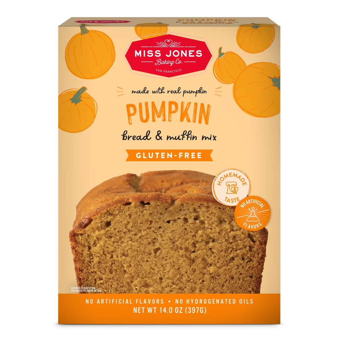 Miss Jones Baking Co. Gluten Free Pumpkin Spice Muffin And Bread Mix, Case of 6, 14 oz Boxes