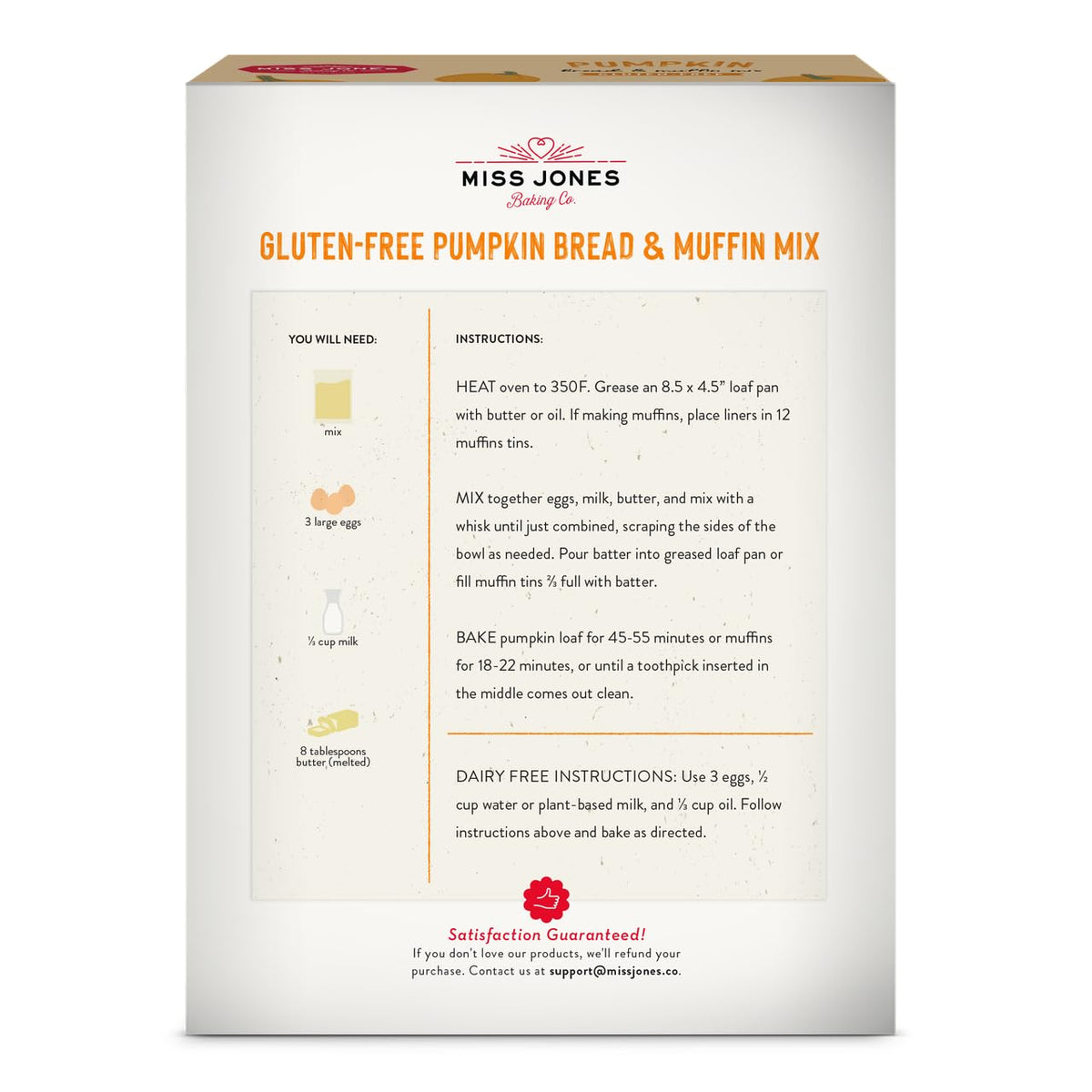 Miss Jones Baking Co. Gluten Free Pumpkin Spice Muffin And Bread Mix, Case of 6, 14 oz Boxes