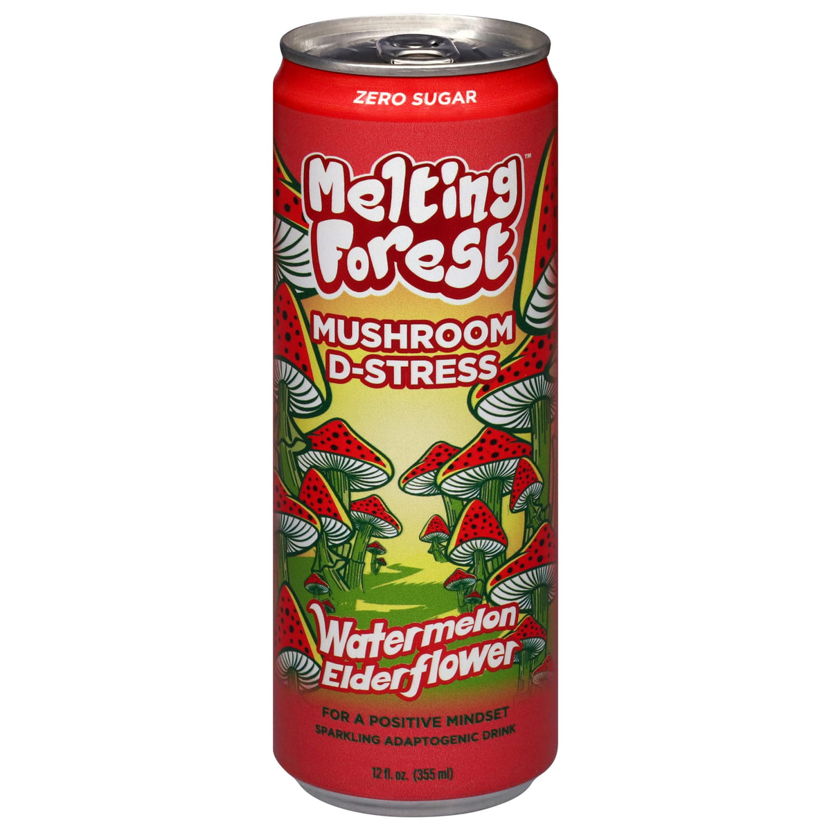 Melting Forest Sparkling D-Stress Watermelon Elderflower Drink, Case of 12, 12 fl oz Cans