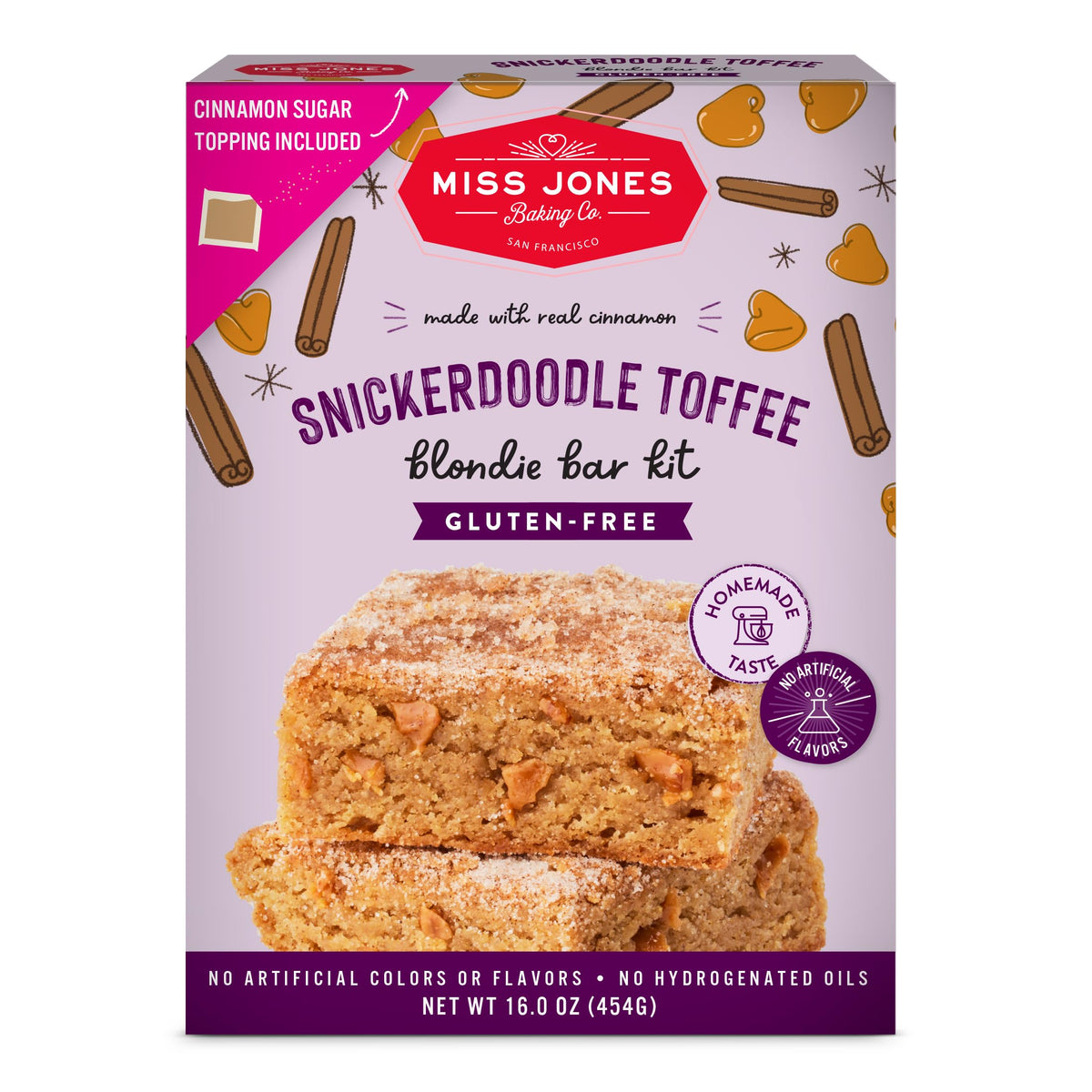 Miss Jones Baking Co. Gluten-Free Snickerdoodle Toffee Blondie Bar Mix, Case of 6, 16 oz Boxes