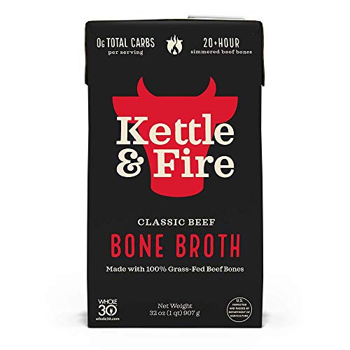 Kettle & Fire Classic Beef Bone Broth, Case of 8, 32 oz Cartons