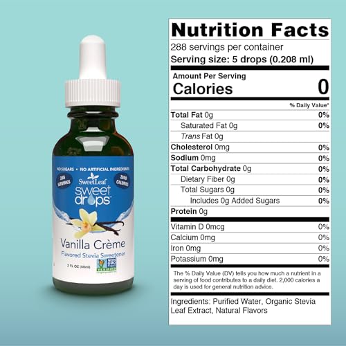SweetLeaf Sweet Drops Vanilla Creme Liquid Stevia, Case of 6, 2 Fluid Ounce Bottles