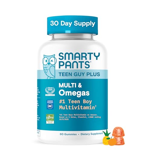 SmartyPants Teen Guy Multi & Omegas Gummies, Pineapple Orange, 60 Count
