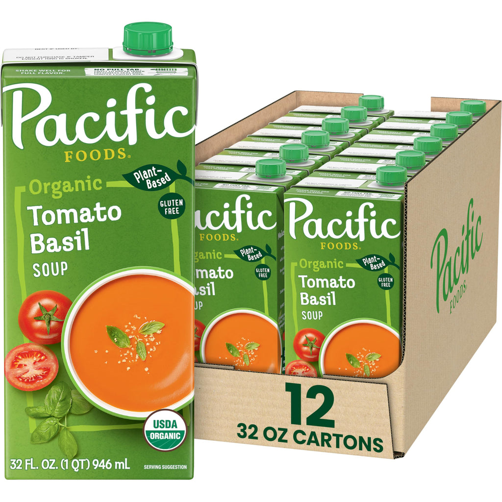 Pacific Foods Organic Tomato Basil Soup, 32 fl oz, Case of 12
