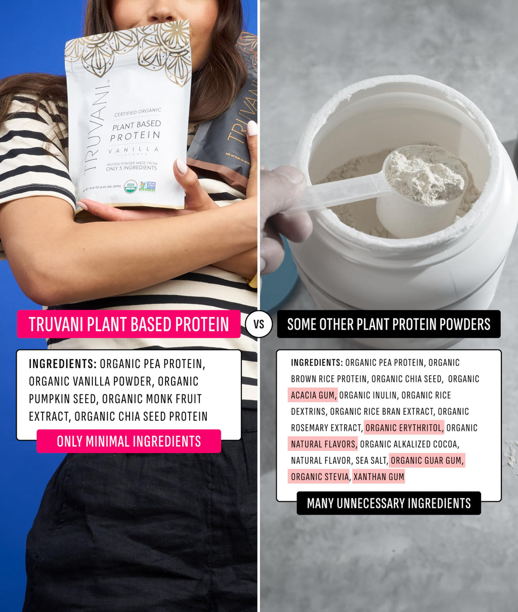 Truvani Organic Vanilla Plant-Based Protein Powder, 20.95 Ounce