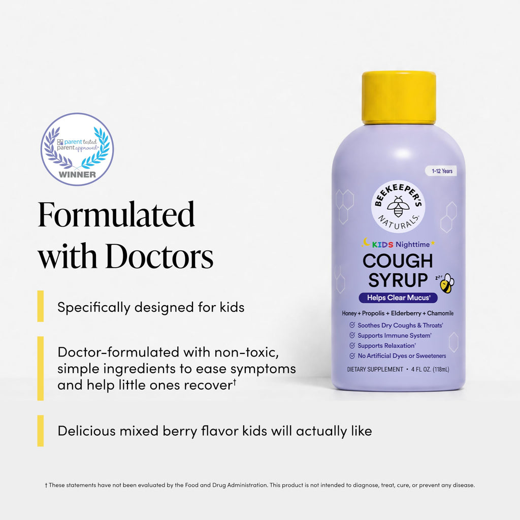 Beekeeper's Naturals Kids Natural Propolis Cough Syrup, 4 Fluid Ounces