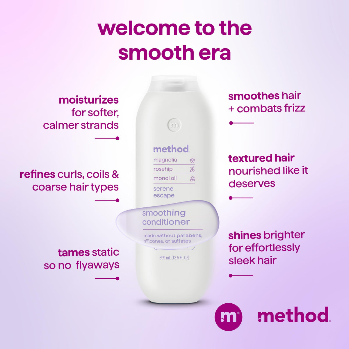 Method Serene Escape Smoothing Conditioner, Case of 6, 13.5 Fluid Ounce Bottles