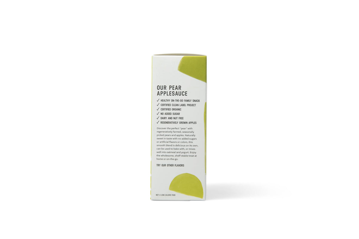 White Leaf Provisions Organic Unsweetened Pear Applesauce, Case of 6, 4-Pack 3.2 Ounce Pouches