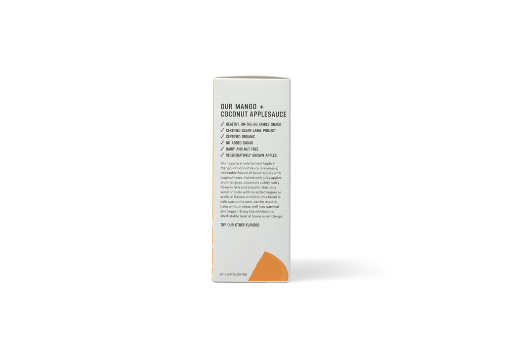 White Leaf Provisions Organic Unsweetened Mango Coconut Applesauce, Case of 6, 4 Count 3.2 oz Pouches