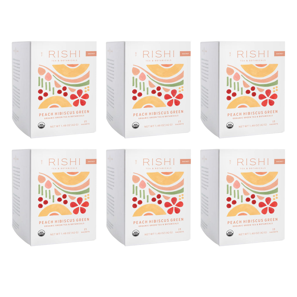 Rishi Organic Hibiscus Green Tea, Case of 6, 15 Count