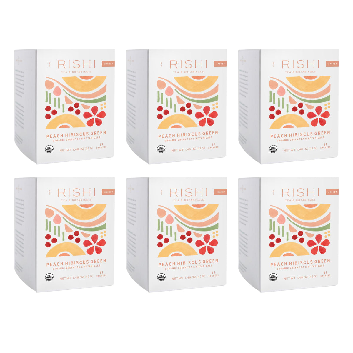 Rishi Organic Hibiscus Green Tea, Case of 6, 15 Count