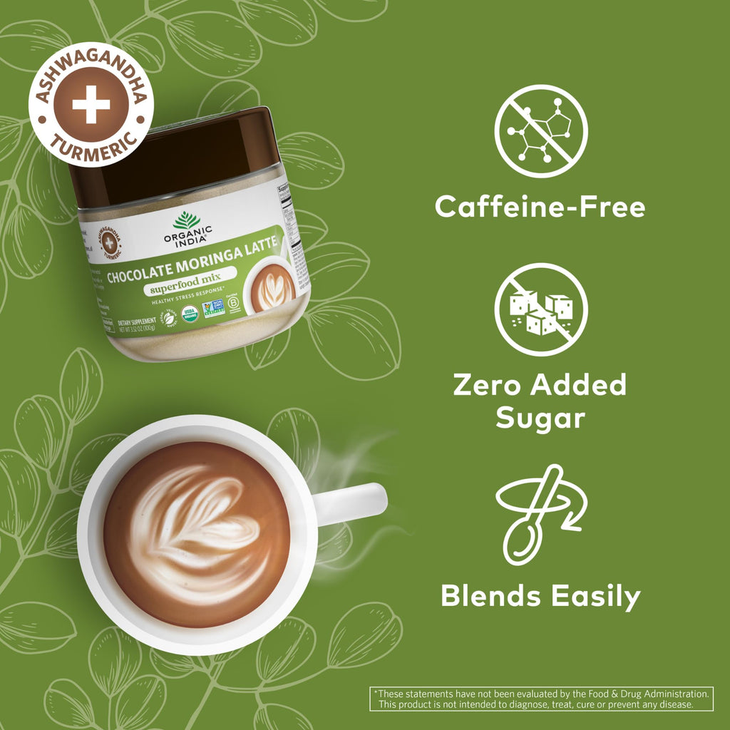 Organic India Chocolate Moringa Latte Superfood Mix, 3.52 Ounces