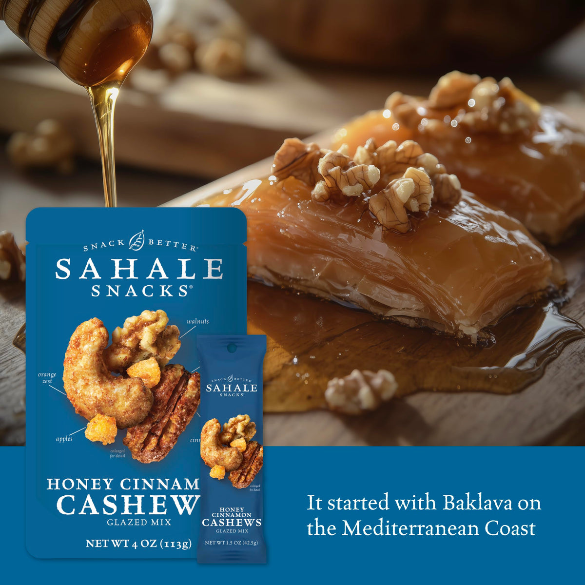 Sahale Snacks Honey Cinnamon Cashew Glazed Nut Blend Case of 18, 1.5 Ounce