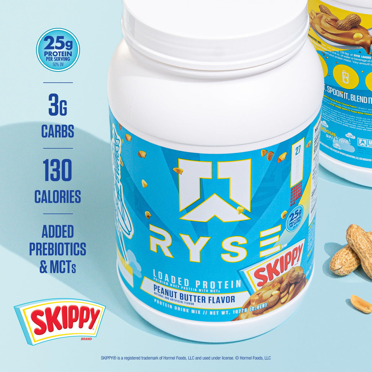 RYSE Loaded Protein Powder, Skippy Peanut Butter, 1.75 Pound