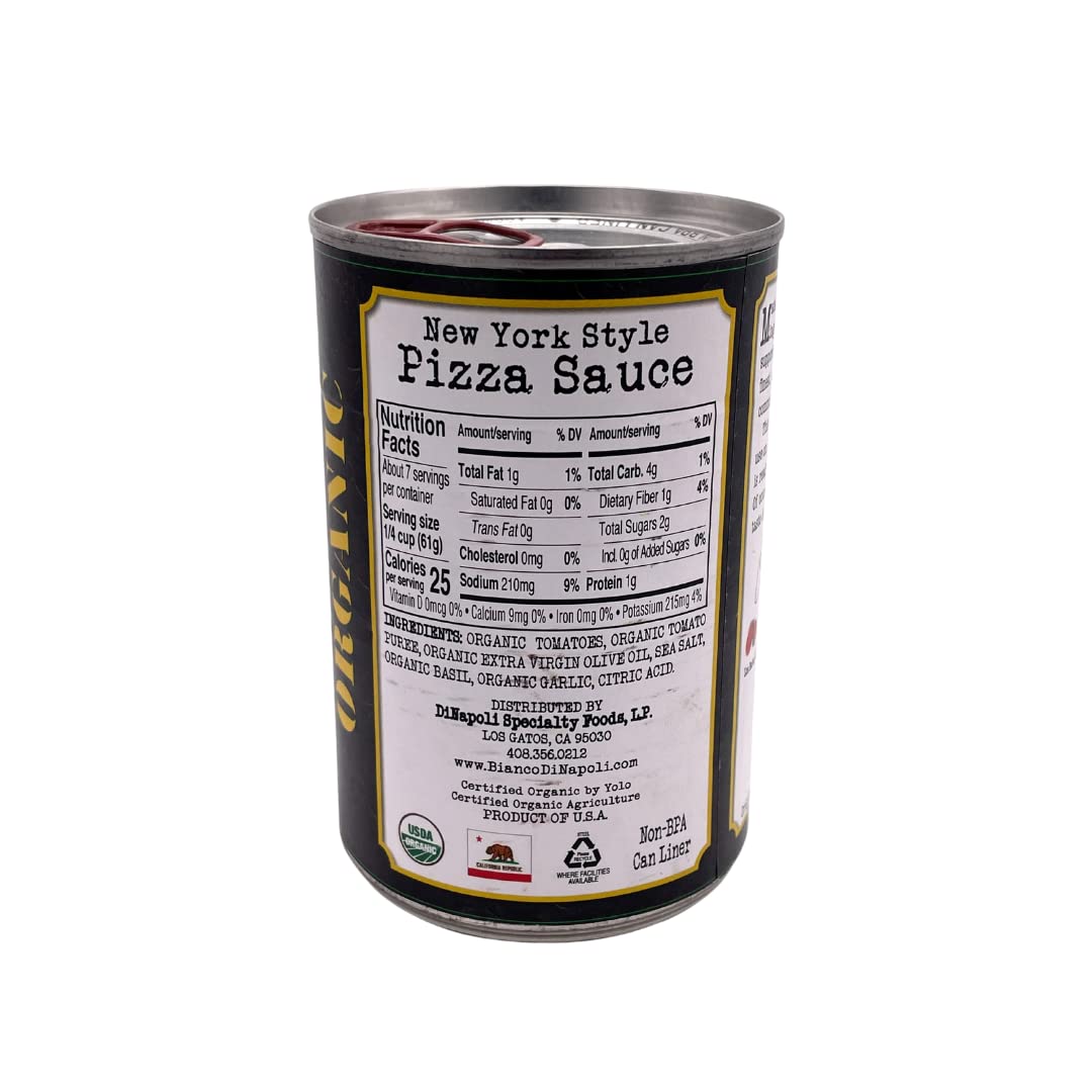 Bianco DiNapoli Organic New York Style Pizza Sauce, 15 Ounce, Case of 8