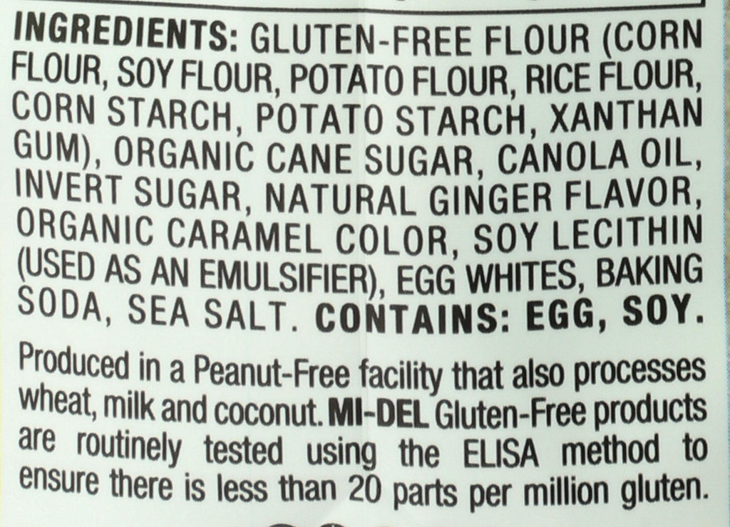 Mi-Del Gluten-Free Ginger Snaps Cookies, Case of 8, 8 Ounce Bags