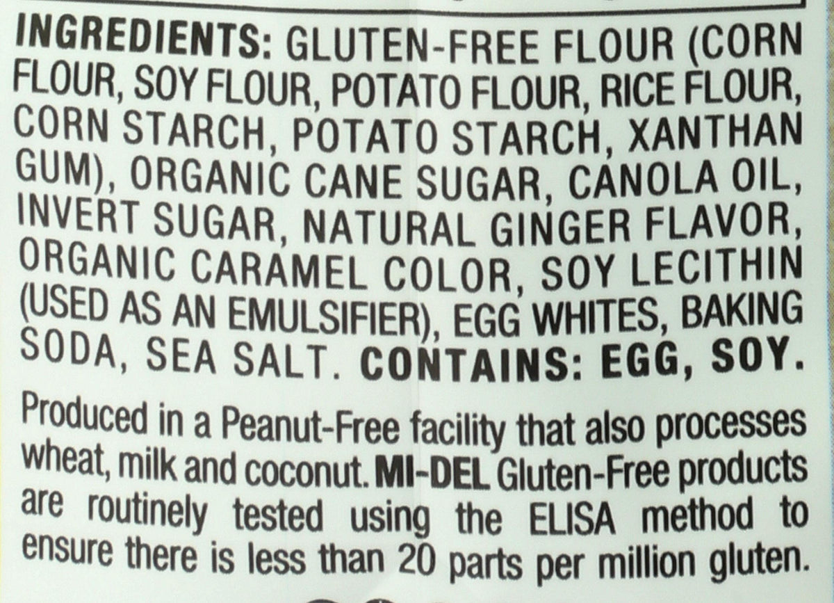 Mi-Del Gluten-Free Ginger Snaps Cookies, Case of 8, 8 Ounce Bags