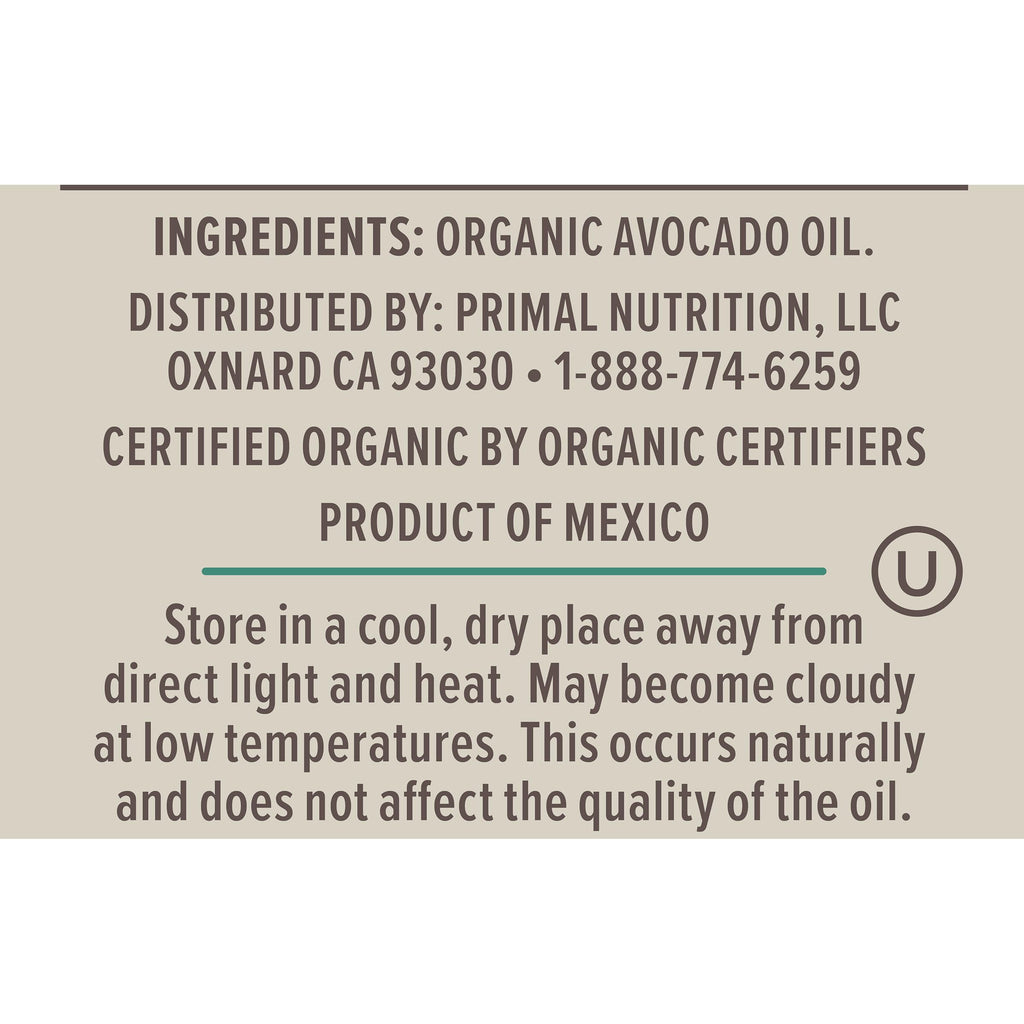 Primal Kitchen Organic Pure Avocado Oil, Case of 6, 16.9 fl oz Each