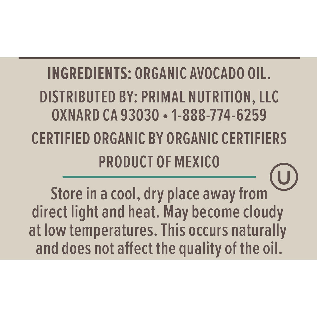 Primal Kitchen Organic Pure Avocado Oil, Case of 6, 16.9 fl oz Each