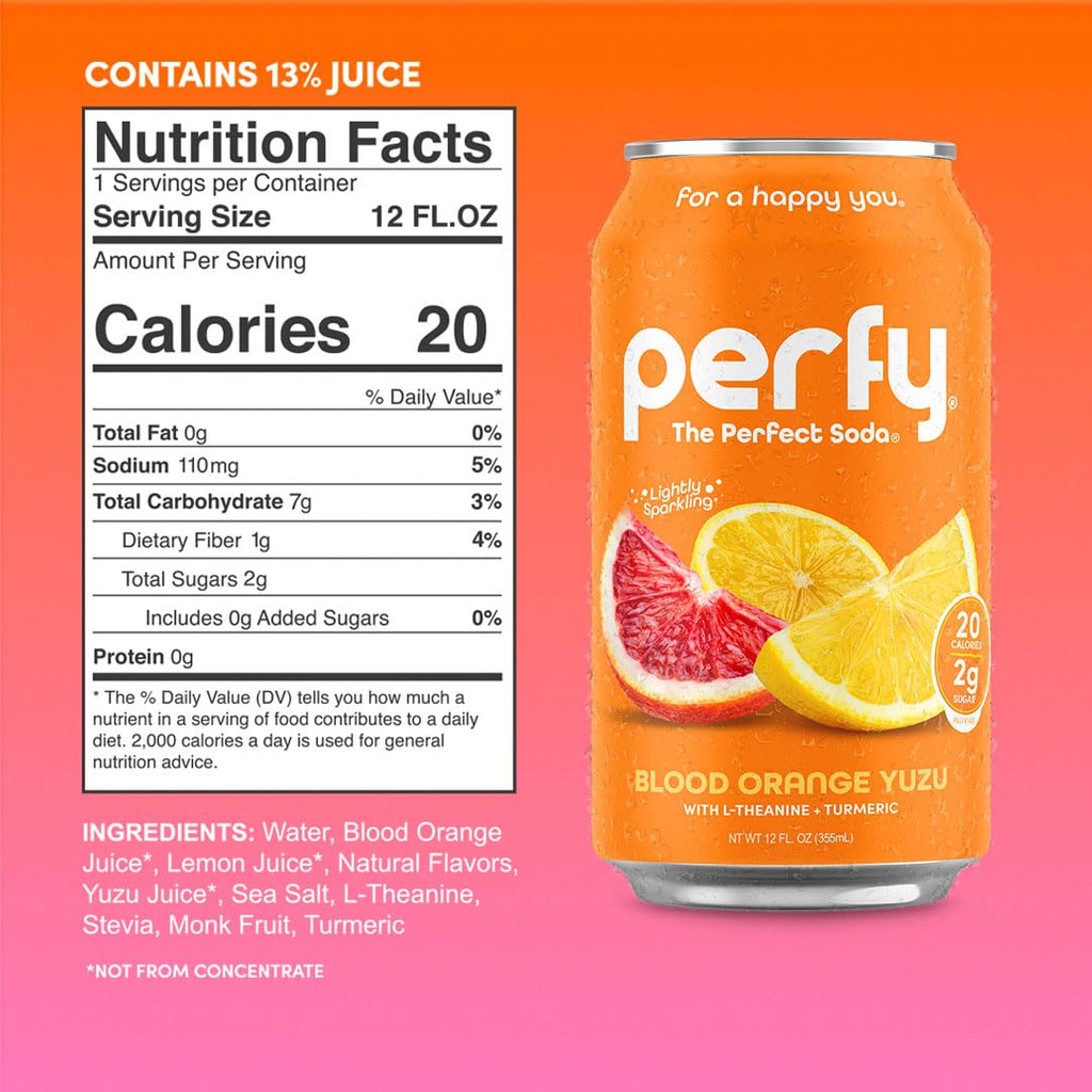 Perfy Blood Orange Yuzu Drink, Case of 12, 12 fl oz